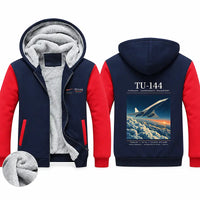 Thumbnail for Tupolev Tu-144 Zipped Sweatshirts - Poster - Navy & Red