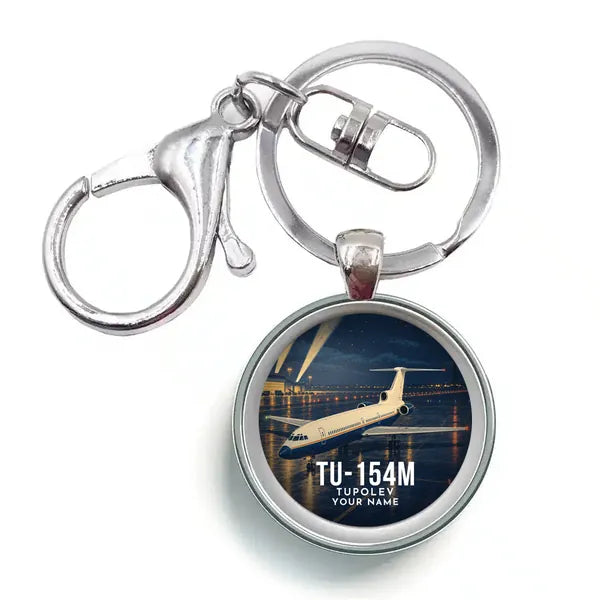 Tupolev Tu-154M - 3D + Name - Circle Key Chain - Full Print