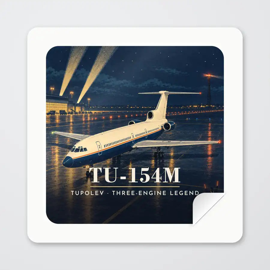 Tupolev Tu-154M - 3D - Square Sticker - Peel