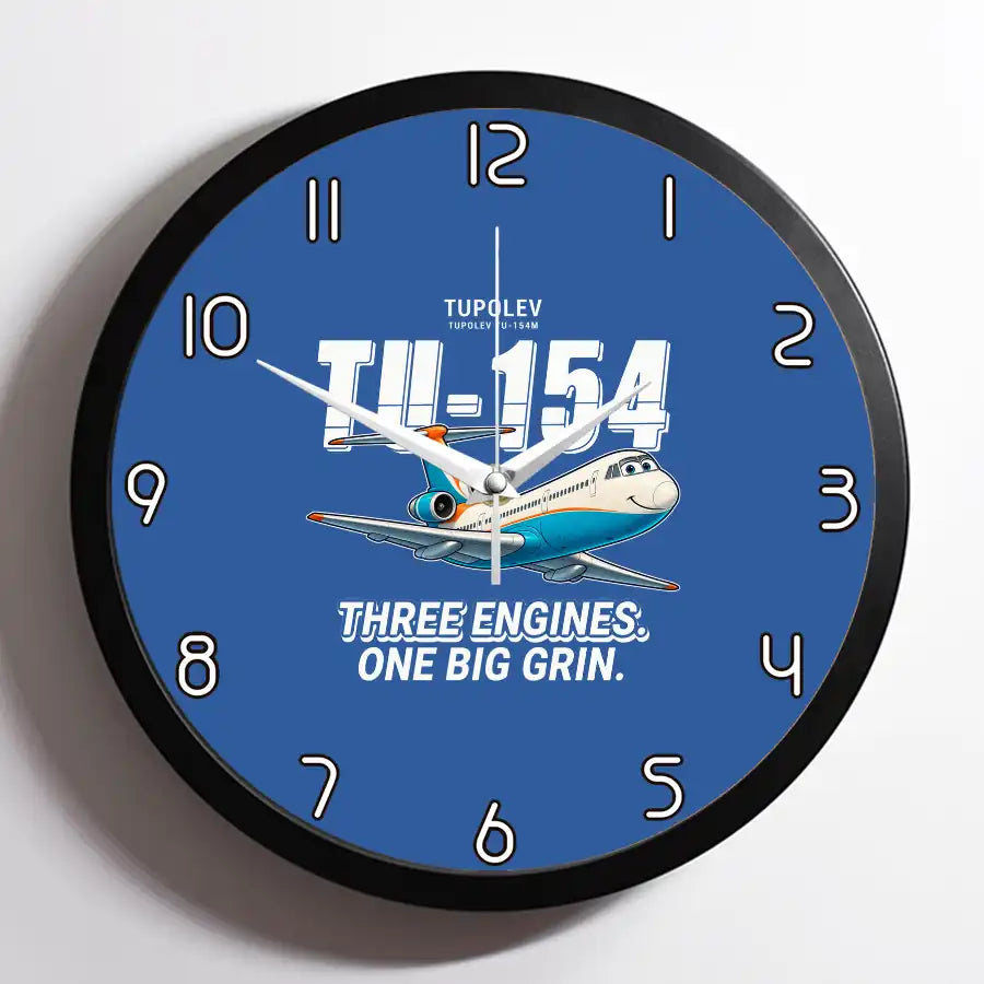 Tupolev Tu-154M - Cartoon - Framed - Blue