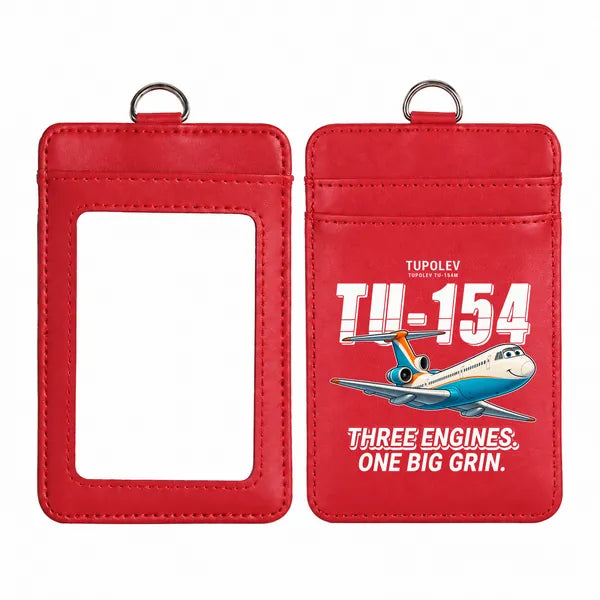 Tupolev Tu-154M - Cartoon - ID Card Holder - Red