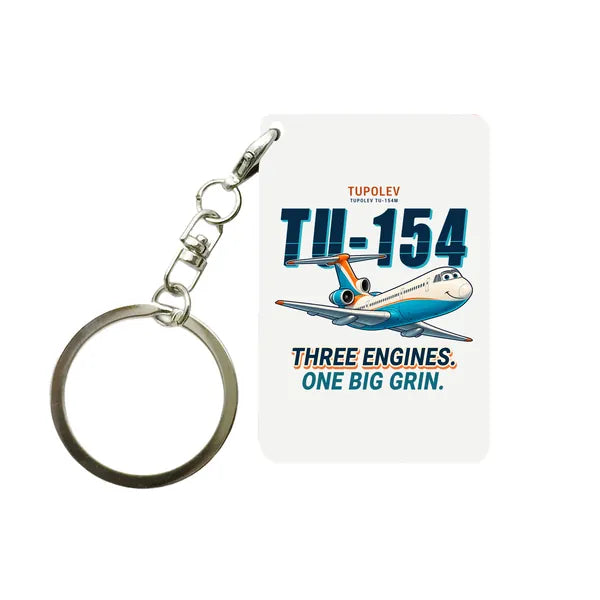 Tupolev Tu-154M - Cartoon - Key Chain - White