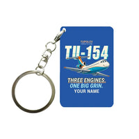 Thumbnail for Tupolev Tu-154M - Cartoon + Name - Key Chain - Blue