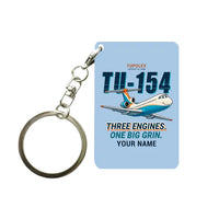 Thumbnail for Tupolev Tu-154M - Cartoon + Name - Key Chain - Light Blue