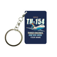 Thumbnail for Tupolev Tu-154M - Cartoon + Name - Key Chain - Navy Blue
