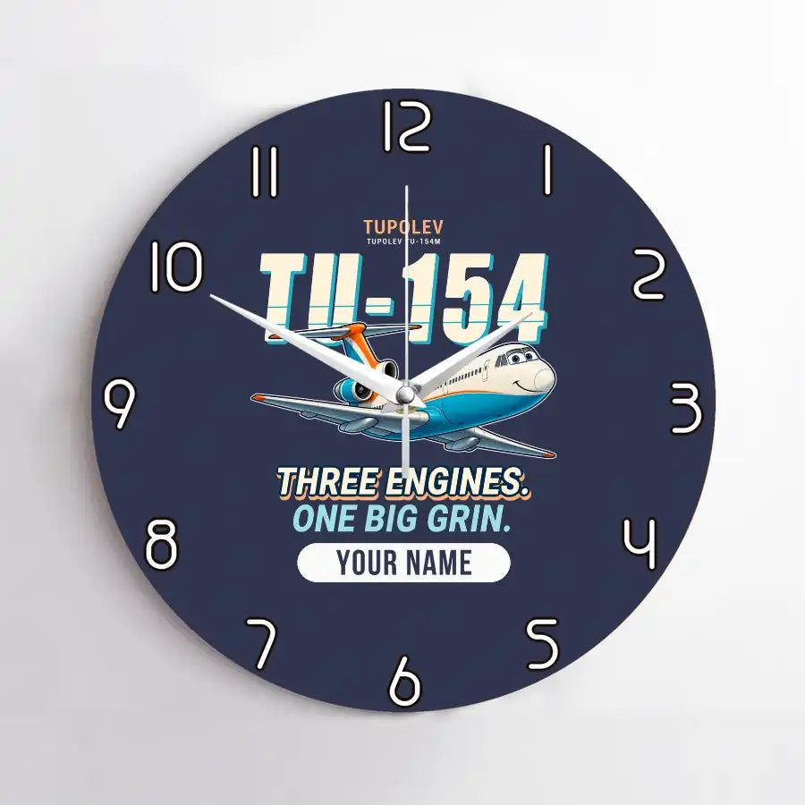 Tupolev Tu-154M - Cartoon + Name - No Frame - Navy Blue