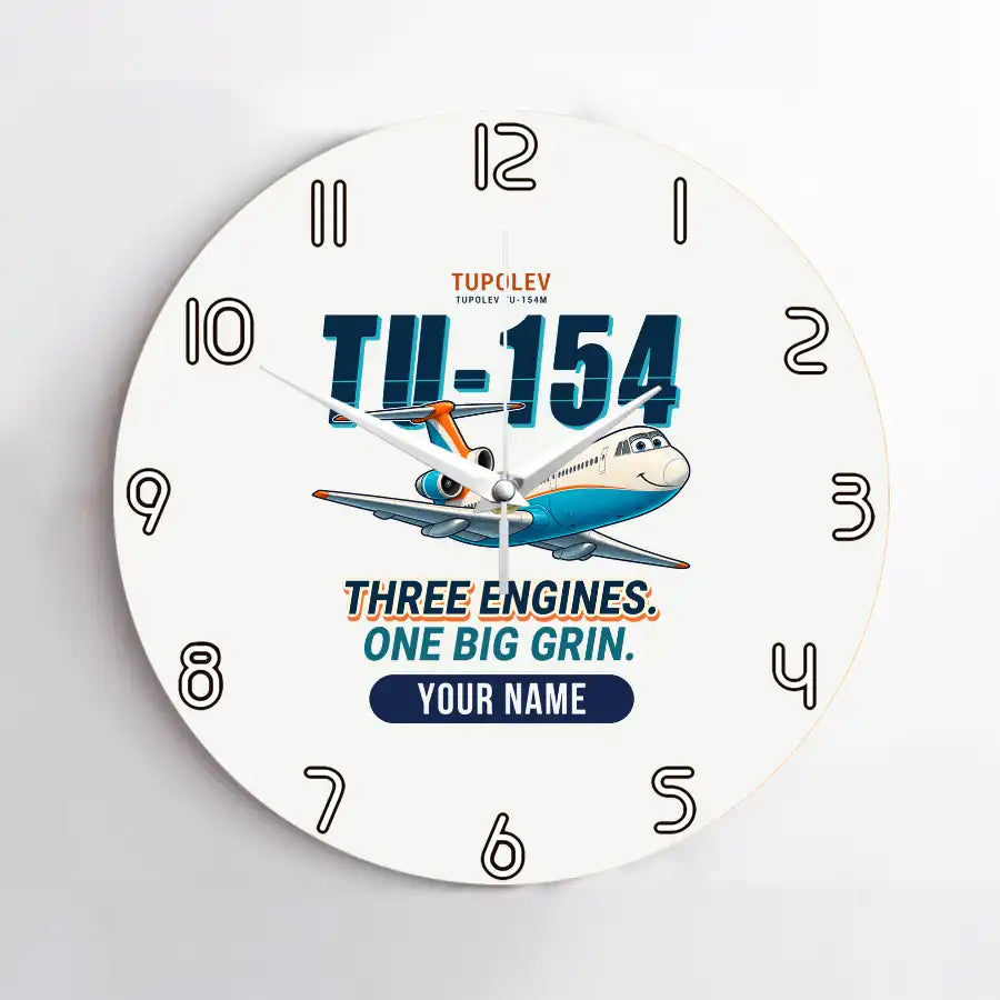 Tupolev Tu-154M - Cartoon + Name - No Frame - White