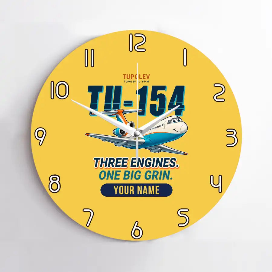Tupolev Tu-154M - Cartoon + Name - No Frame - Yellow
