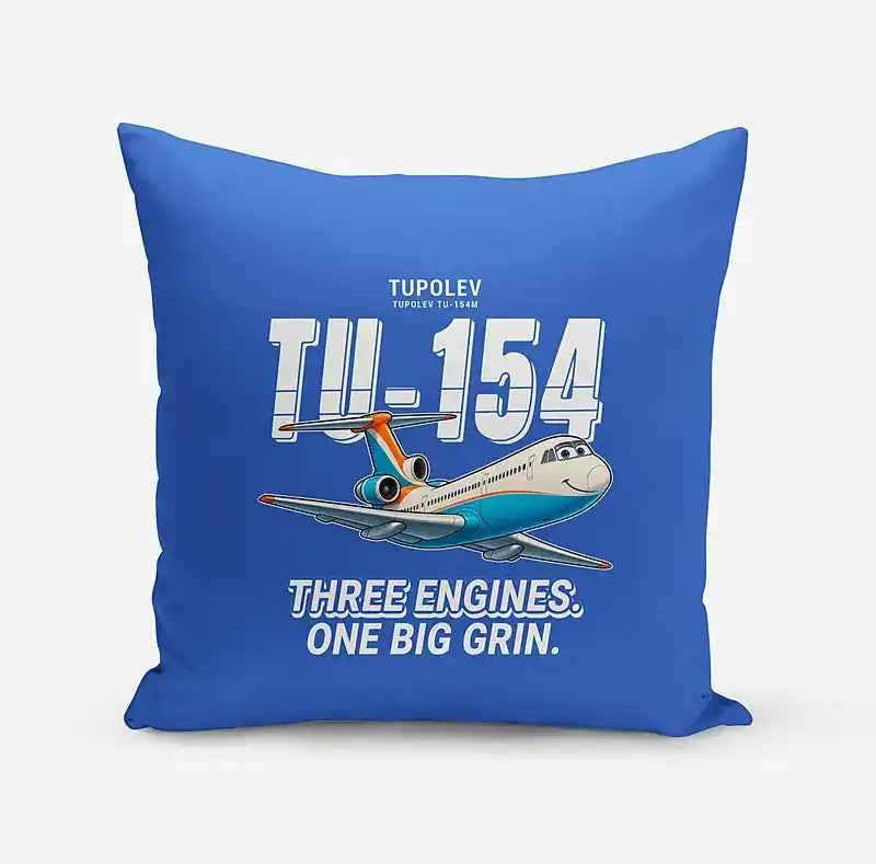 Tupolev Tu-154M - Cartoon - Pillow - Blue