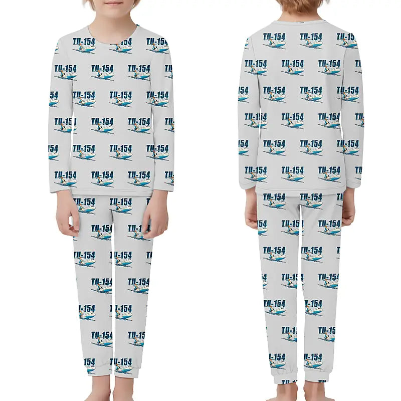 Tupolev Tu-154M - Children Pajamas - Cartoon Pattern - Light Gray