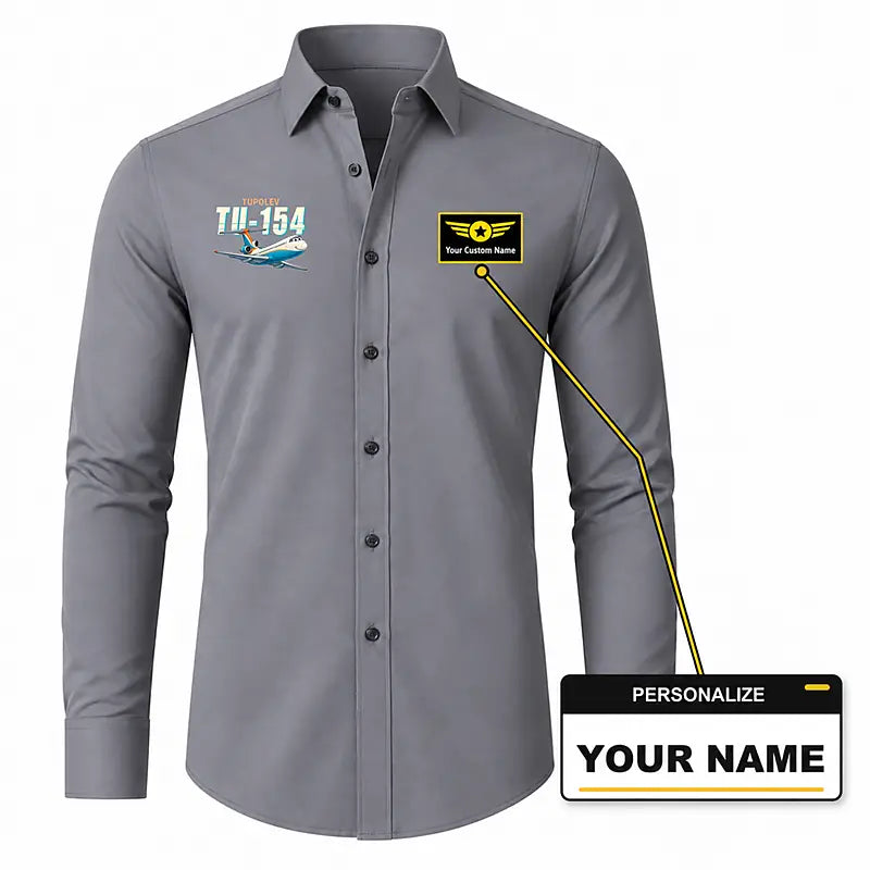 Tupolev Tu-154M - Long Sleeve Shirt - Cartoon - Gray + NAME