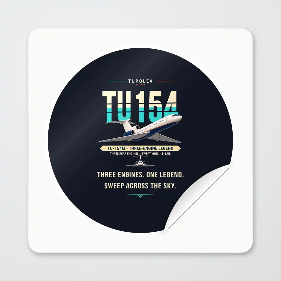 Tupolev Tu-154M - Original - Circle Sticker - Peel