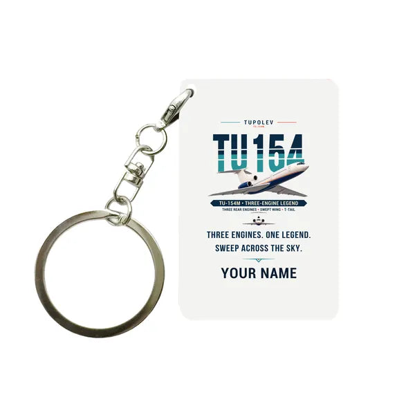 Tupolev Tu-154M - Original + Name - Key Chain - White