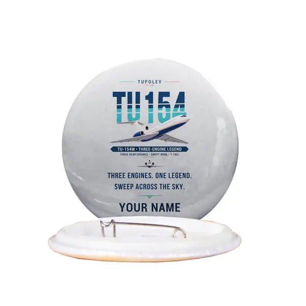 Tupolev Tu-154M - Original + Name - Pin - Light Gray