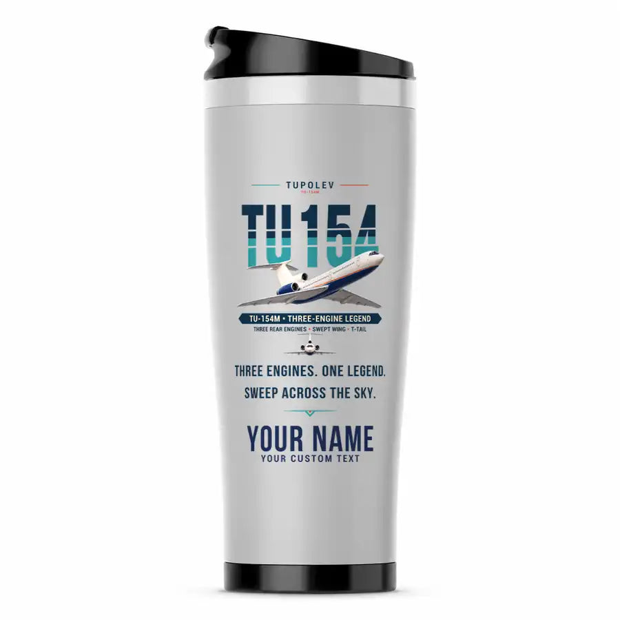Tupolev Tu-154M - Original + Name - Stainless Steel (No Holder) - Light Gray