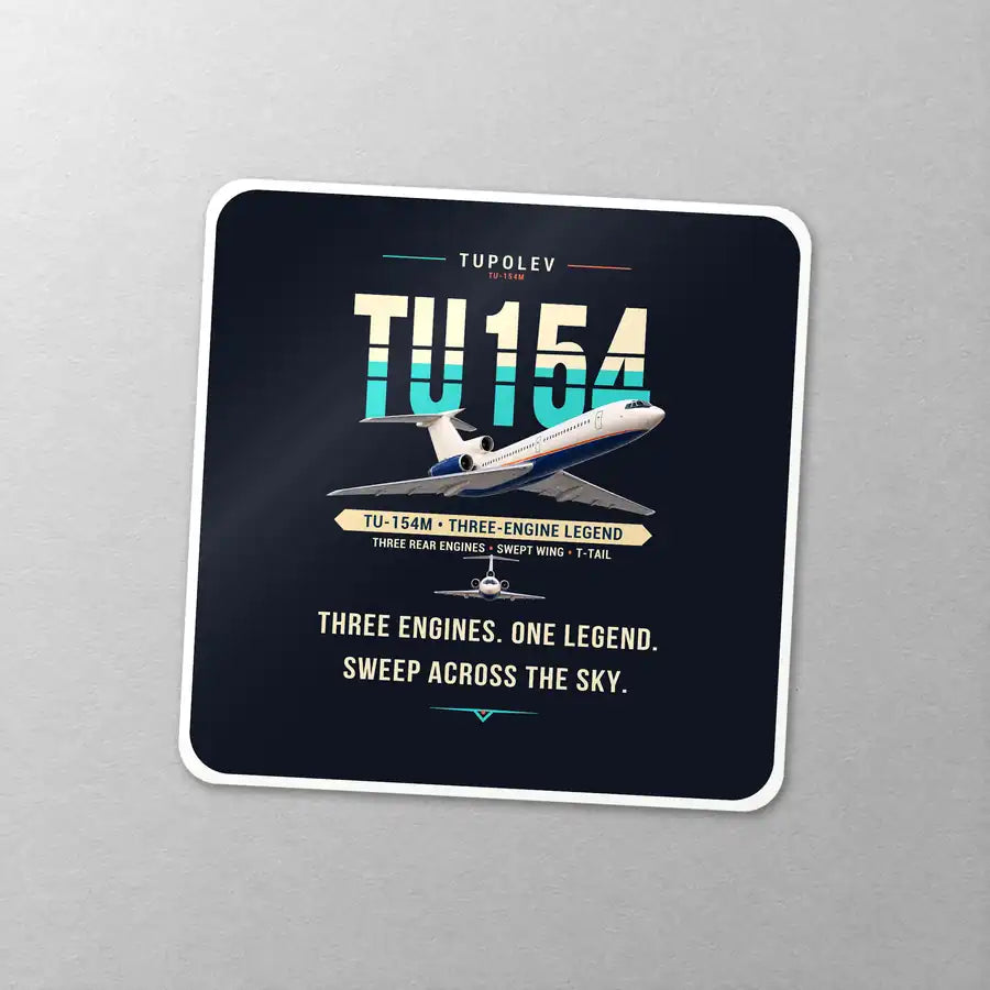 Tupolev Tu-154M - Original - Square Sticker - Close-up