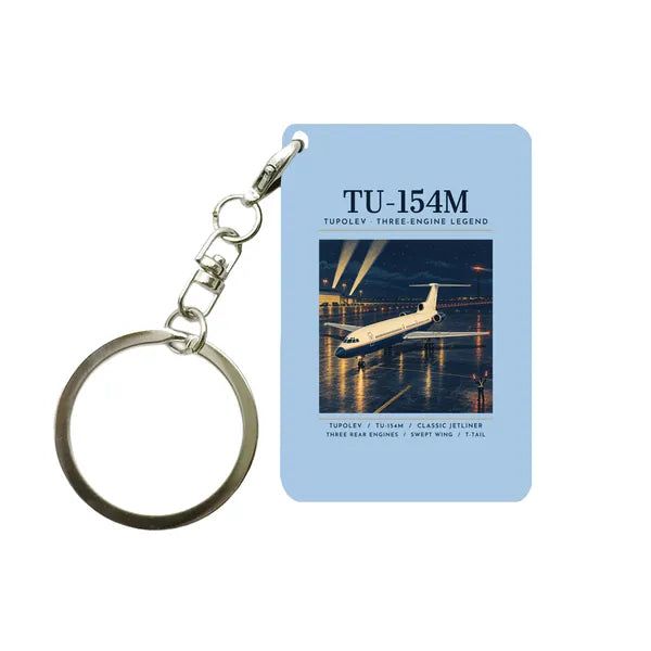 Tupolev Tu-154M - Poster - Key Chain - Light Blue