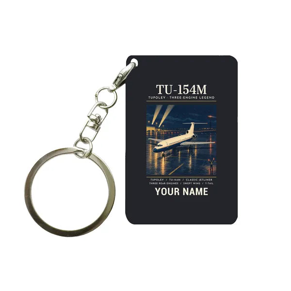 Tupolev Tu-154M - Poster + Name - Key Chain - Black