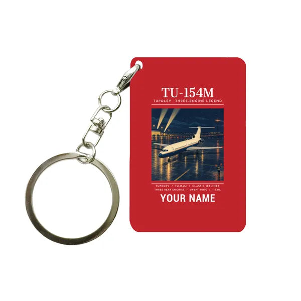 Tupolev Tu-154M - Poster + Name - Key Chain - Red