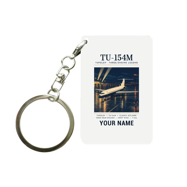 Tupolev Tu-154M - Poster + Name - Key Chain - White