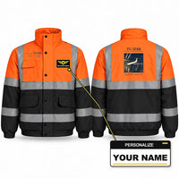 Thumbnail for Tupolev Tu-154M Reflective Winter Jackets - Poster + Name - Orange & Navy