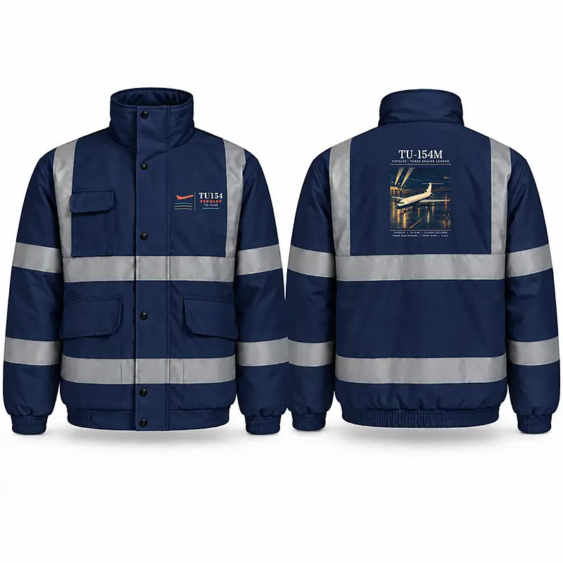 Tupolev Tu-154M Reflective Winter Jackets - Poster - Navy Blue