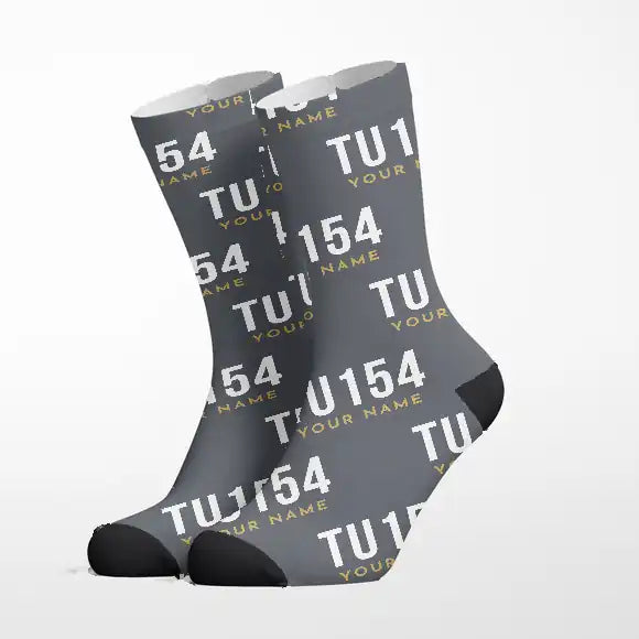 Tupolev Tu-154M - Socks - Grey + Name