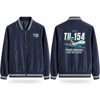Thumbnail for Tupolev Tu-154M Stylish Jackets - Baseball Collar - Cartoon - Navy Blue