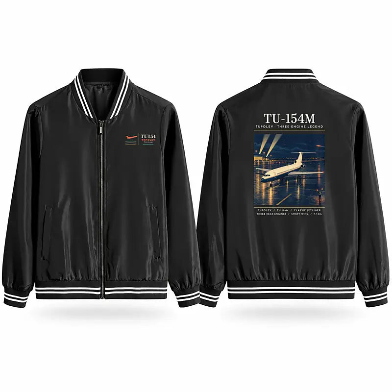 Tupolev Tu-154M Stylish Jackets - Baseball Collar - Poster - Black