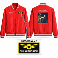 Thumbnail for Tupolev Tu-154M Stylish Jackets - Baseball Collar - Poster + Name - Red