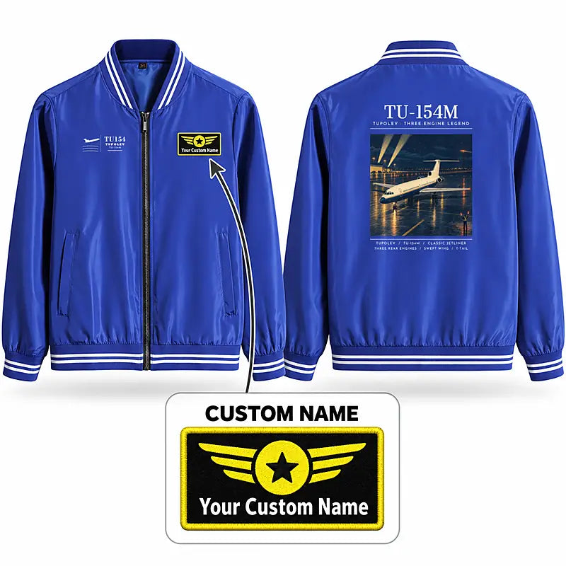 Tupolev Tu-154M Stylish Jackets - Baseball Collar - Poster + Name - Royal Blue