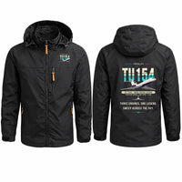 Thumbnail for Tupolev Tu-154M Stylish Jackets - Hooded Windbreaker - Original - Black
