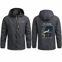 Thumbnail for Tupolev Tu-154M Stylish Jackets - Hooded Windbreaker - Poster - Charcoal