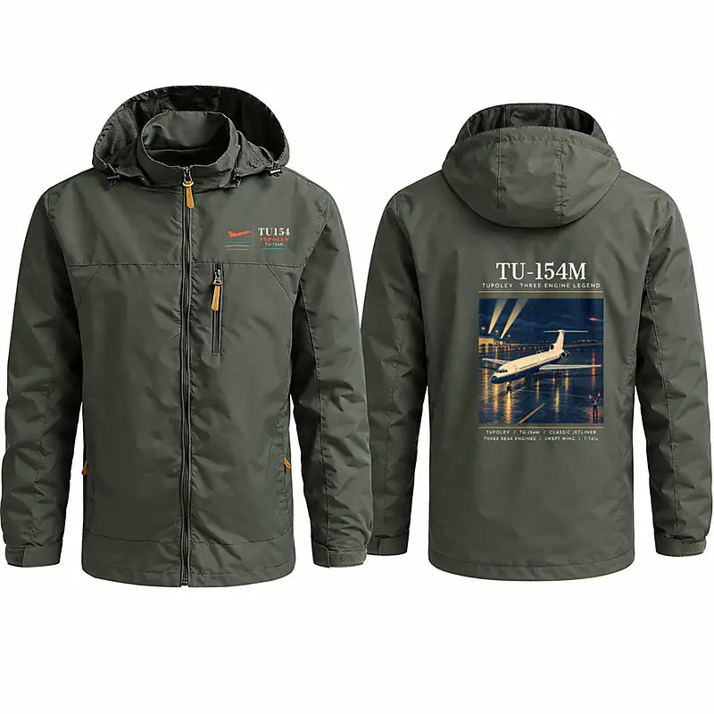 Tupolev Tu-154M Stylish Jackets - Hooded Windbreaker - Poster - Olive Green