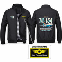 Thumbnail for Tupolev Tu-154M Stylish Jackets - Stand Collar - Cartoon + Name - Black