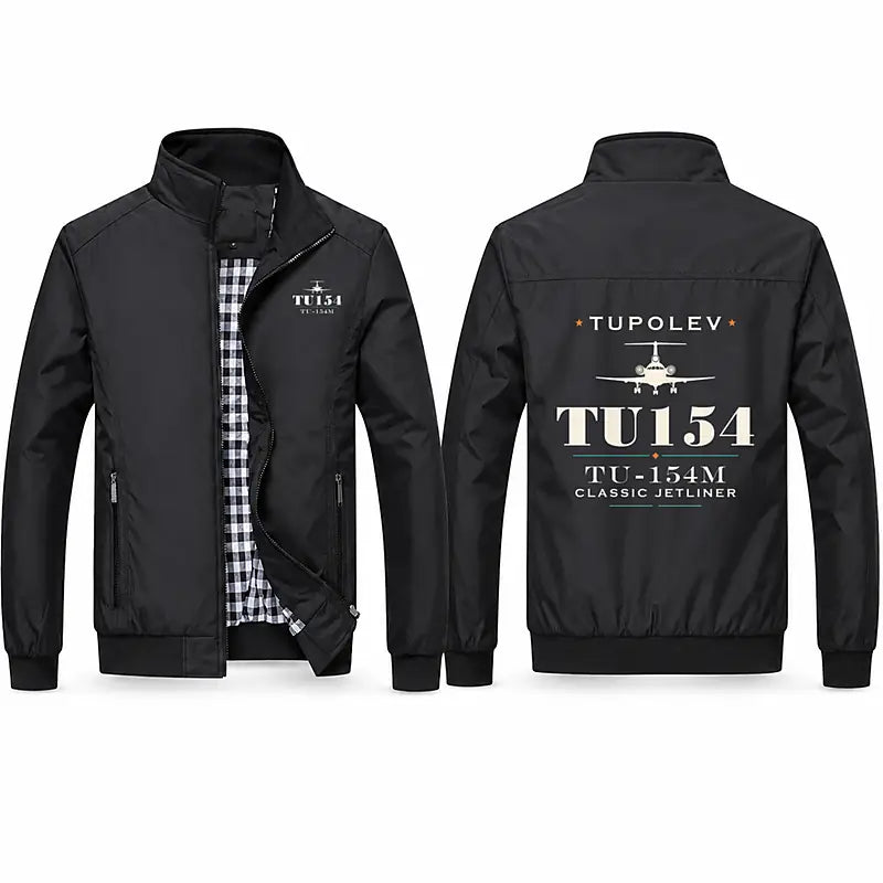 Tupolev Tu-154M Stylish Jackets - Stand Collar - Heritage - Black