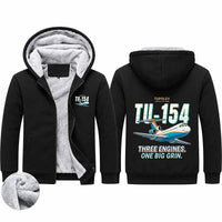 Thumbnail for Tupolev Tu-154M Zipped Sweatshirts - Cartoon - Black