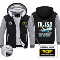 Thumbnail for Tupolev Tu-154M Zipped Sweatshirts - Cartoon + Name - Black & Gray