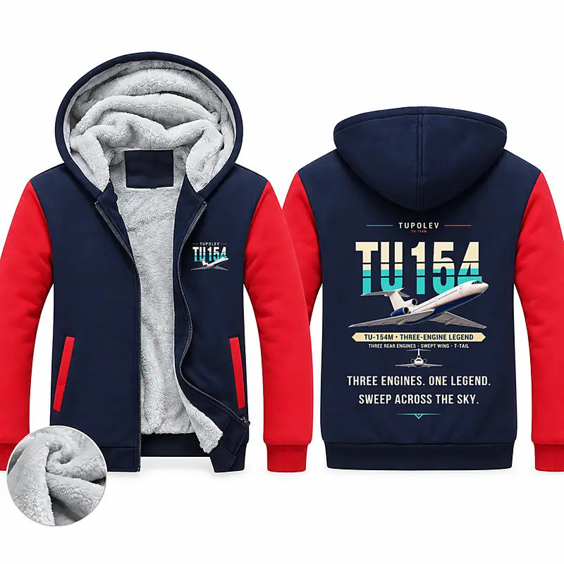 Tupolev Tu-154M Zipped Sweatshirts - Original - Navy & Red