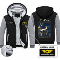 Thumbnail for Tupolev Tu-154M Zipped Sweatshirts - Poster + Name - Black & Gray