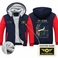 Thumbnail for Tupolev Tu-154M Zipped Sweatshirts - Poster + Name - Navy & Red