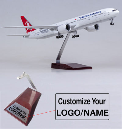 Side view of Turkish Airlines Boeing 777 Airplane Model (1/157 Scale) aviation LED model airplane in diecast metal with LED l.