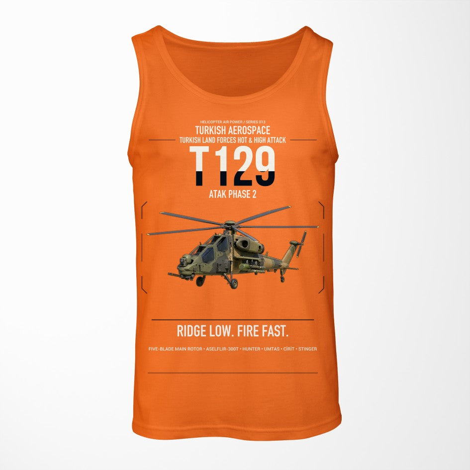 Turkish Aerospace T129 ATAK Phase 2 design on orange tank top
