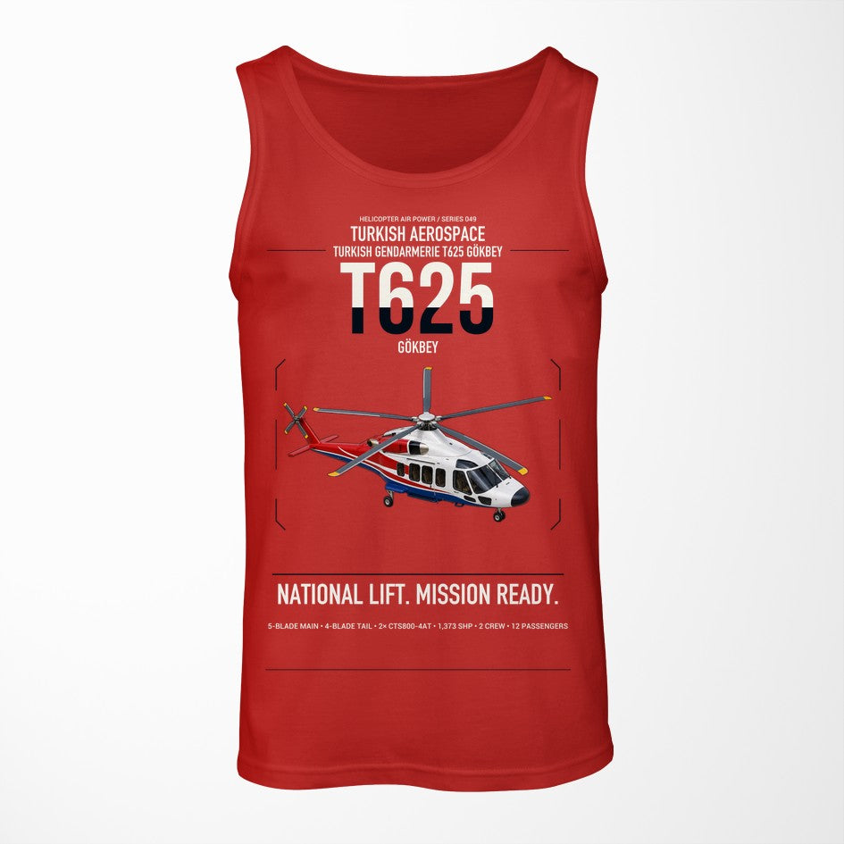 Turkish Aerospace T625 Gökbey design on red tank top