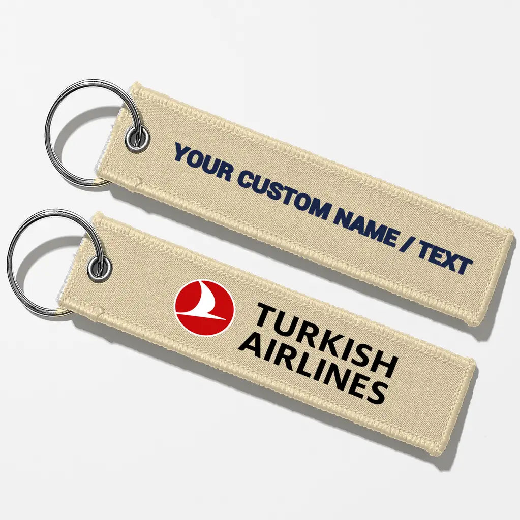 Turkish Airlines Crew & Staff Tag Key Chains - Beige - Personalized
