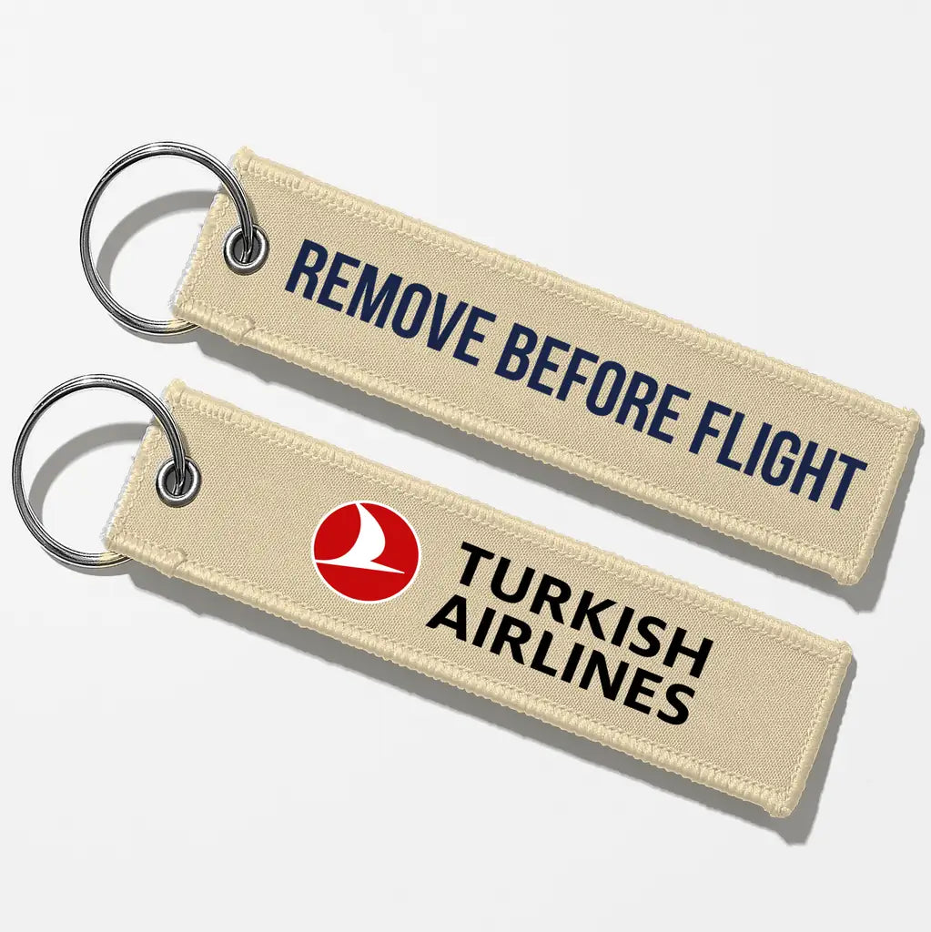 Turkish Airlines Crew & Staff Tag Key Chains - Beige - Remove Before Flight