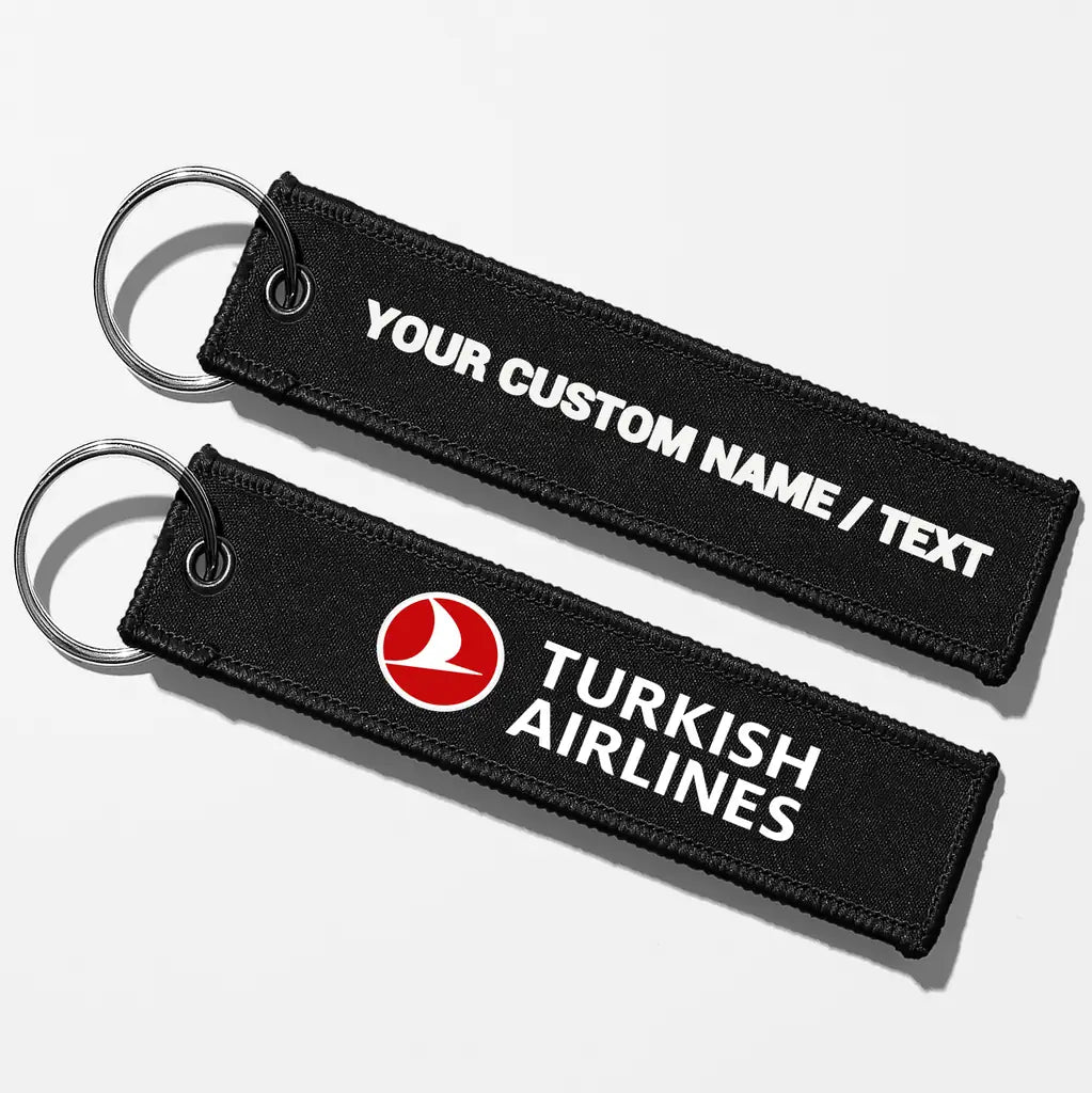 Turkish Airlines Crew & Staff Tag Key Chains - Black - Personalized
