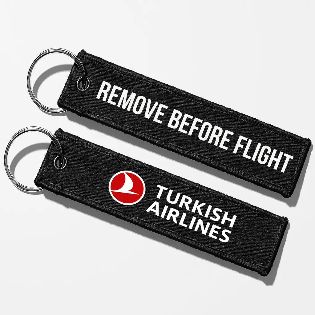 Turkish Airlines Crew & Staff Tag Key Chains - Black - Remove Before Flight