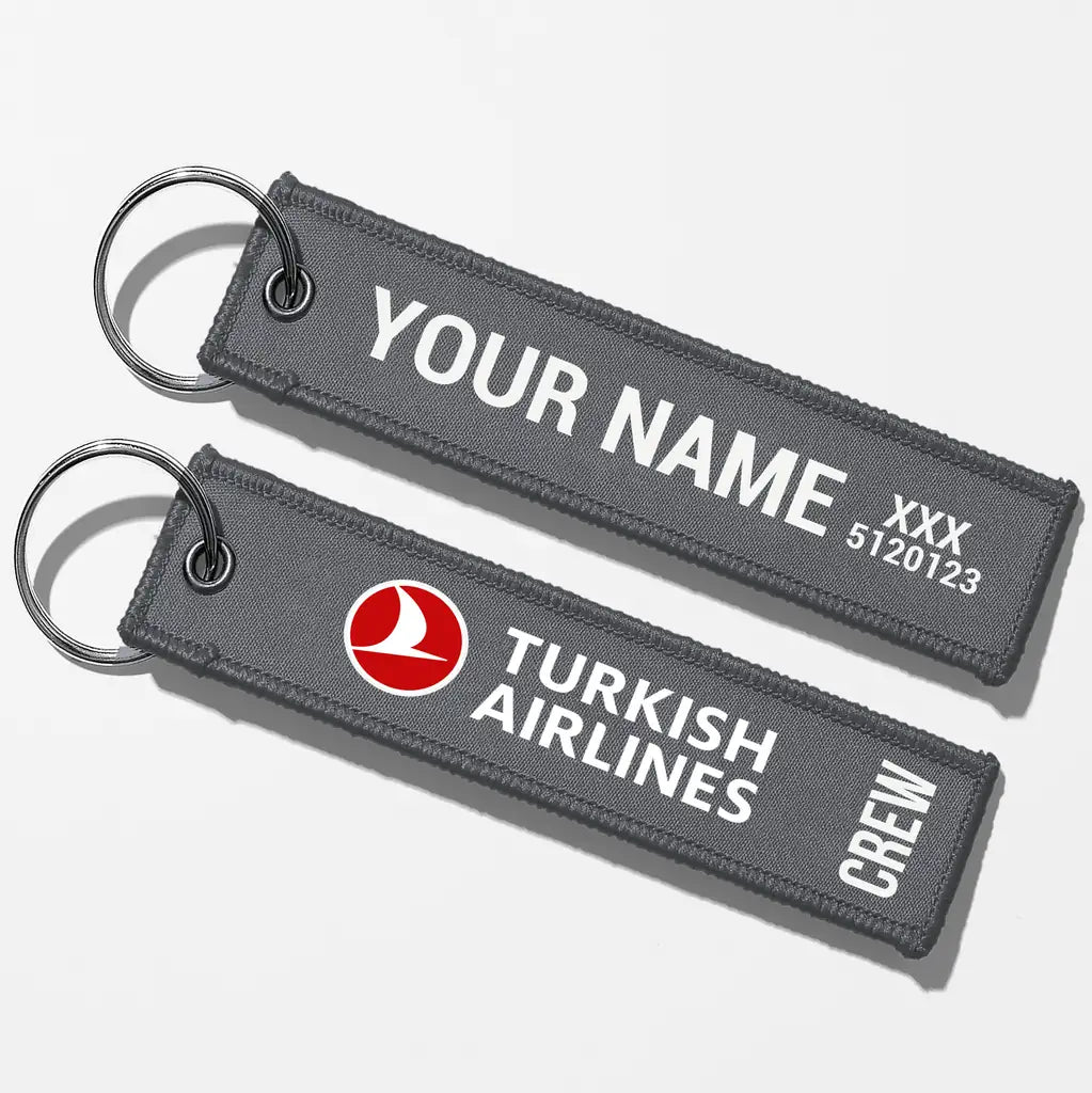 Turkish Airlines Crew & Staff Tag Key Chains - Gray - Crew + Name