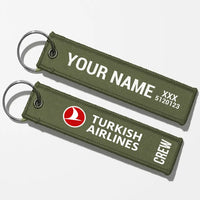Thumbnail for Turkish Airlines Crew & Staff Tag Key Chains - Green Army - Crew + Name